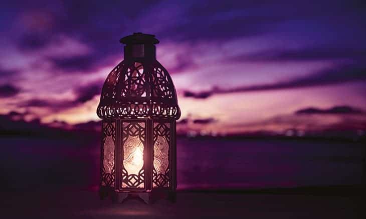 ramadan lantern with night sky and dusk lights