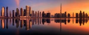 Dubai skyline at sunset