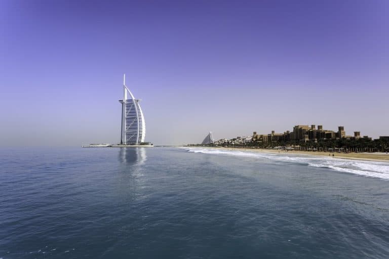 picture of burj al arab dubai and beach with sea and sky