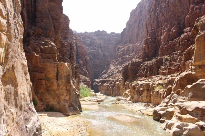 Wadi Mujub canyon and desert in Jordan