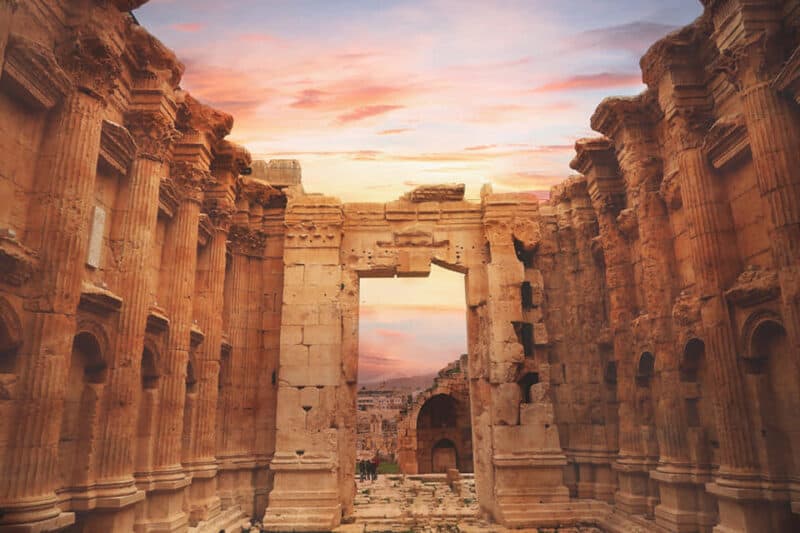 Archeological ruins in Baalbek Lebanon