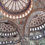 Ceilings of the Blue Mosque in Istanbul Turkey