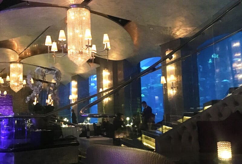 Inside Ossiano seafood fine dining restaurant inside Atlantis on Palm Jumeriah Dubai