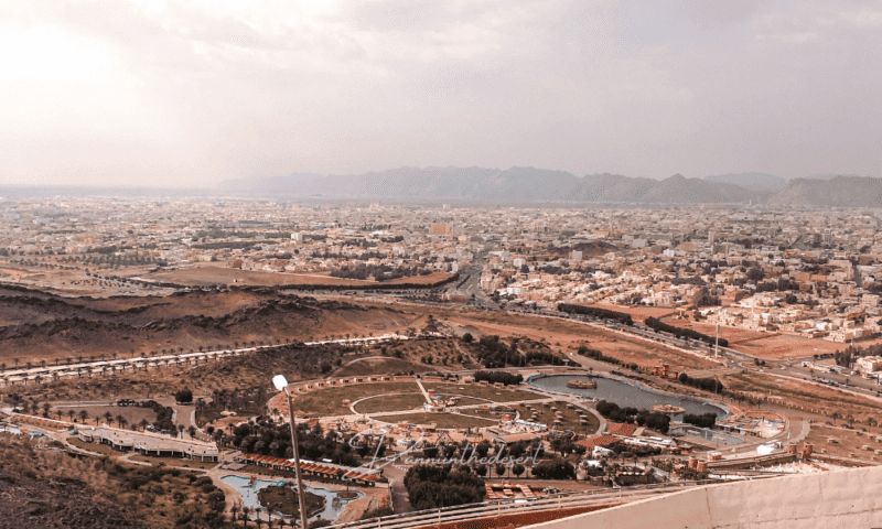 View over hail from the view point during the day at Jebel Samra