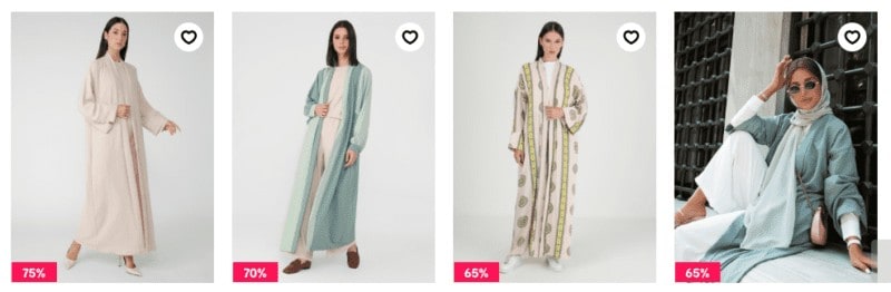 Four different fashionable and affordable Abayas from Modanisa to buy and wear to when visiting a Mosque in Dubai or Abu Dhabi