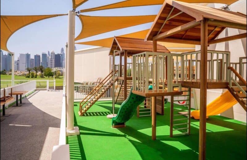 Outdoor play area for kids at Phileas Foggs in Dubai