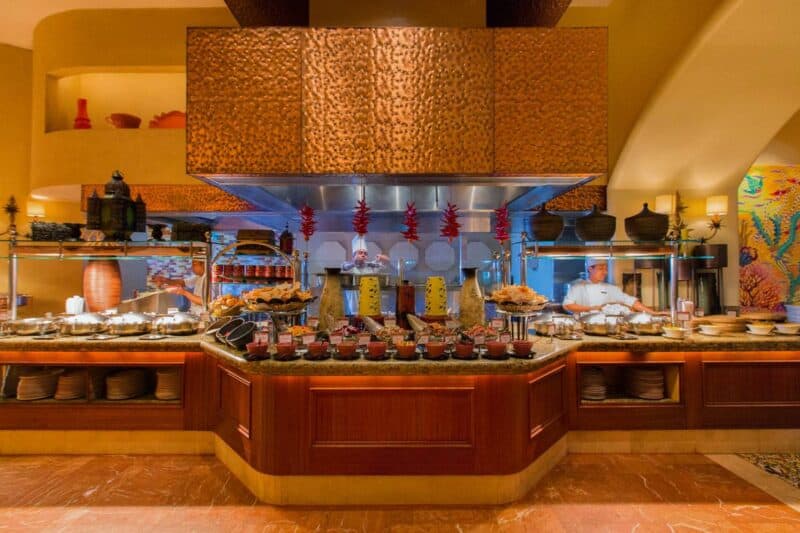 Chefs preparing the many dishes and buffet set up at Kaleidoscope at Atlantis on Palm Jumeirah