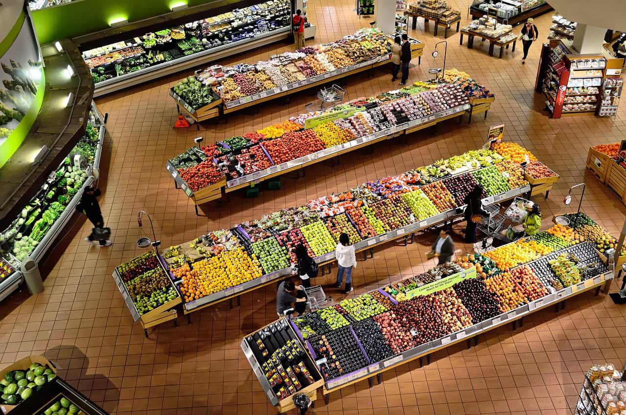 Fresh produce aisle in supermarket